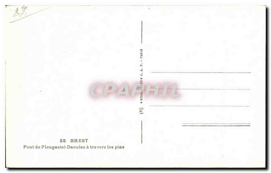 CPA Brest Pont de Plougasnou a travers les pins — Rückseite