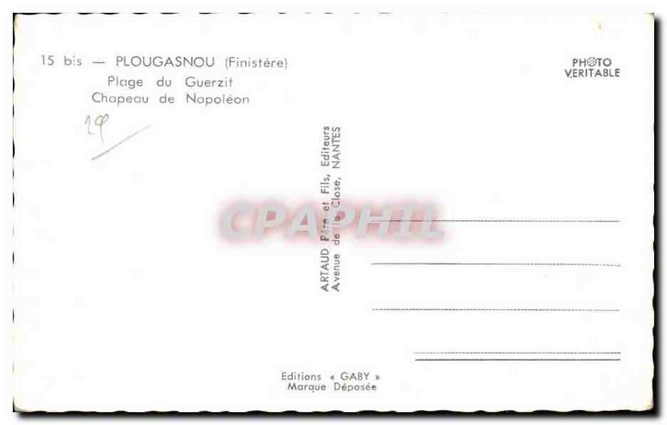 CPA Plougasnou Plage du Guerzif Chapeau de Naoleon — Rückseite