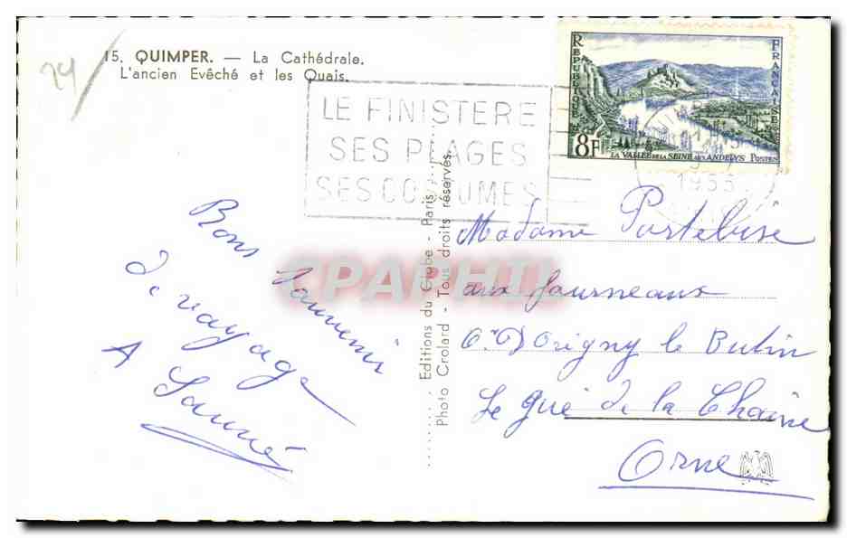 CPA Quimper La Cathedrale L ancien Eveche et les Quais — Rückseite