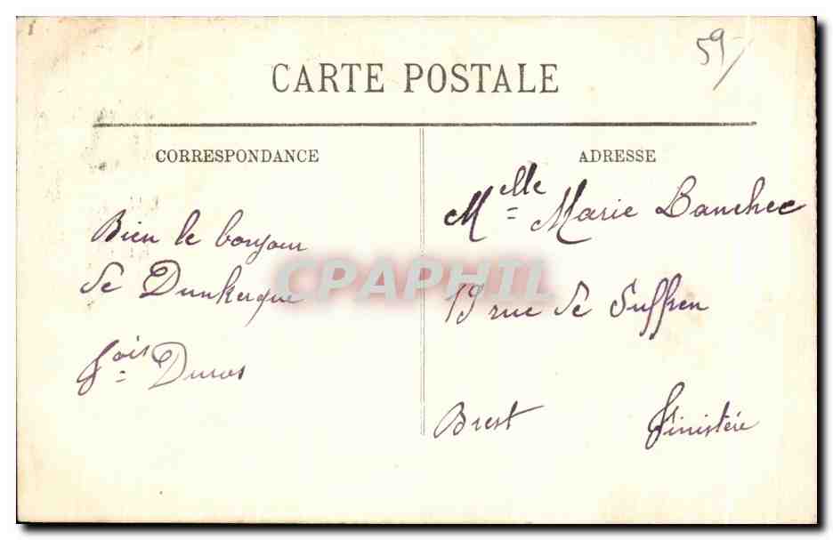 CPA Dunkerque L Hotel de Ville vu du Port Bateaux — Rückseite
