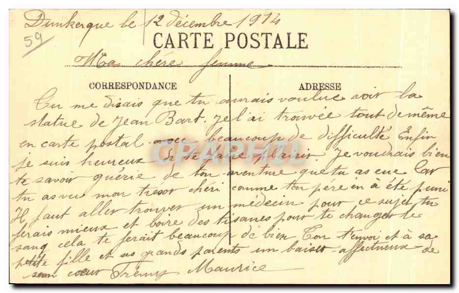 CPA Dunkerque Jean Bart — Rückseite