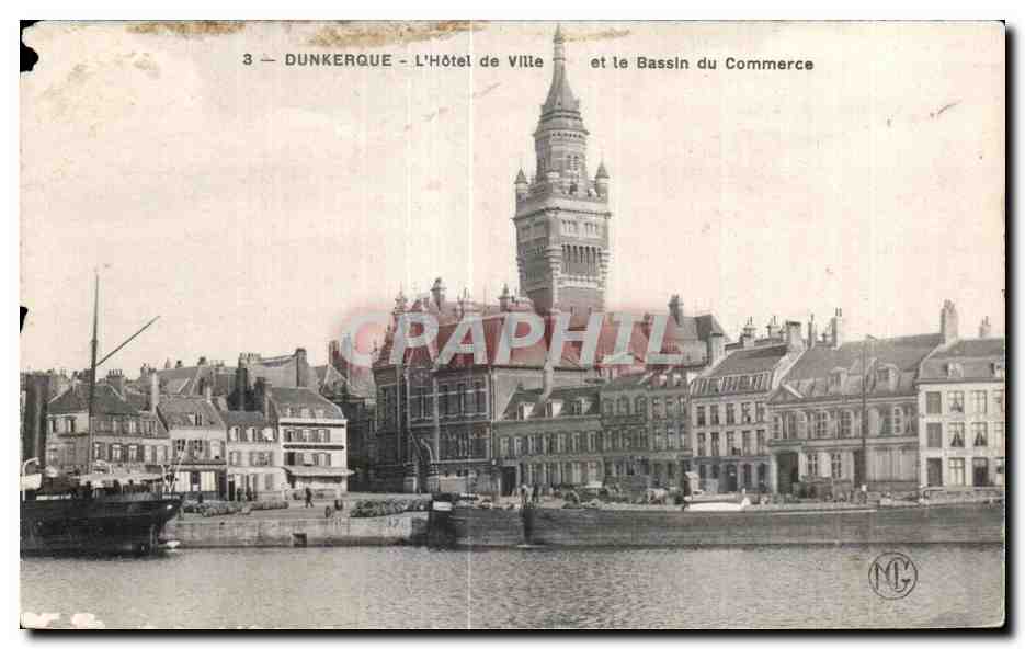 Dunkerque - L'Hôtel de Ville et le Bassin du Commerce — éditeur MG, n°3