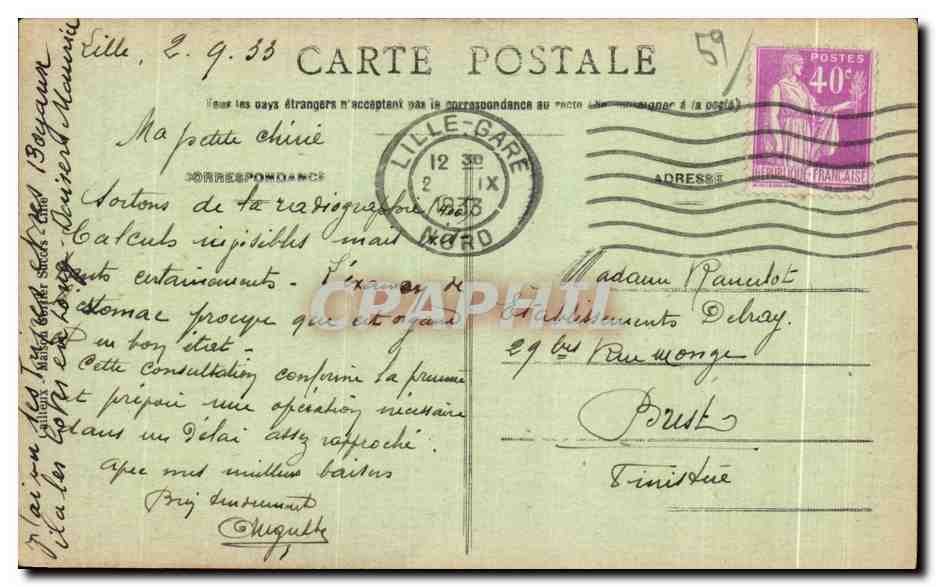 CPA Lille Monument commemoratif du Siege de 1792  — Verso