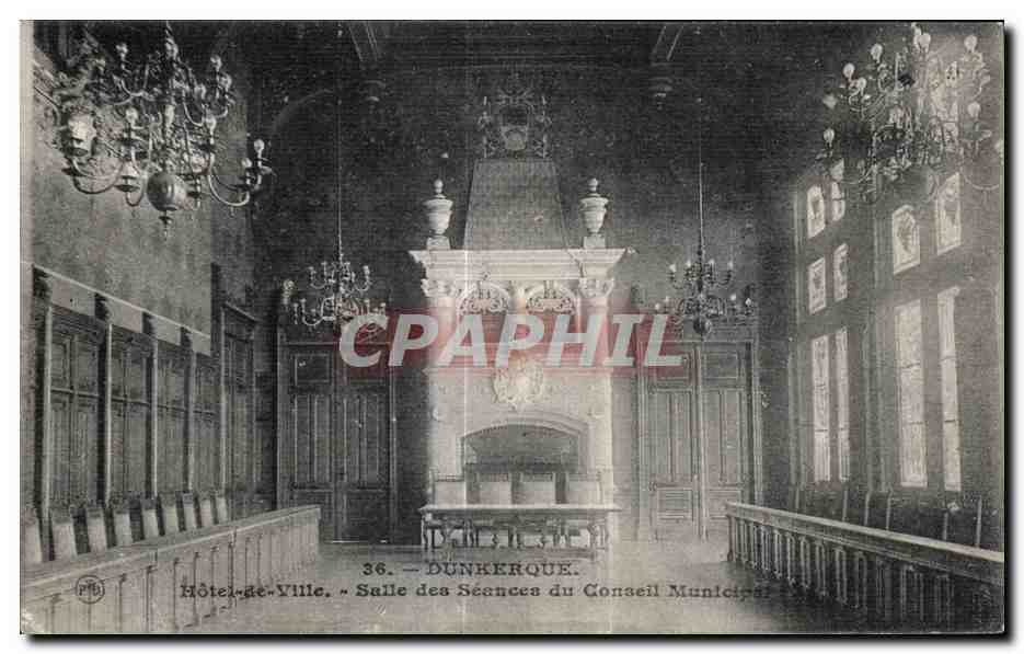 CPA Dunkerque Hotel de ville Salle des Seances du Conseil Municipal