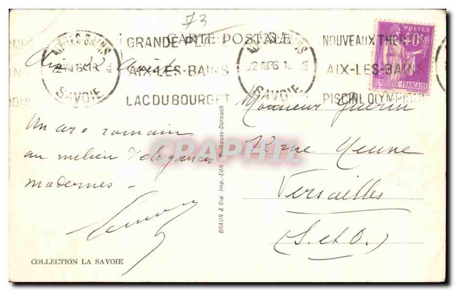 CPA Aix Les Bains L Arc De Campanus — Rückseite