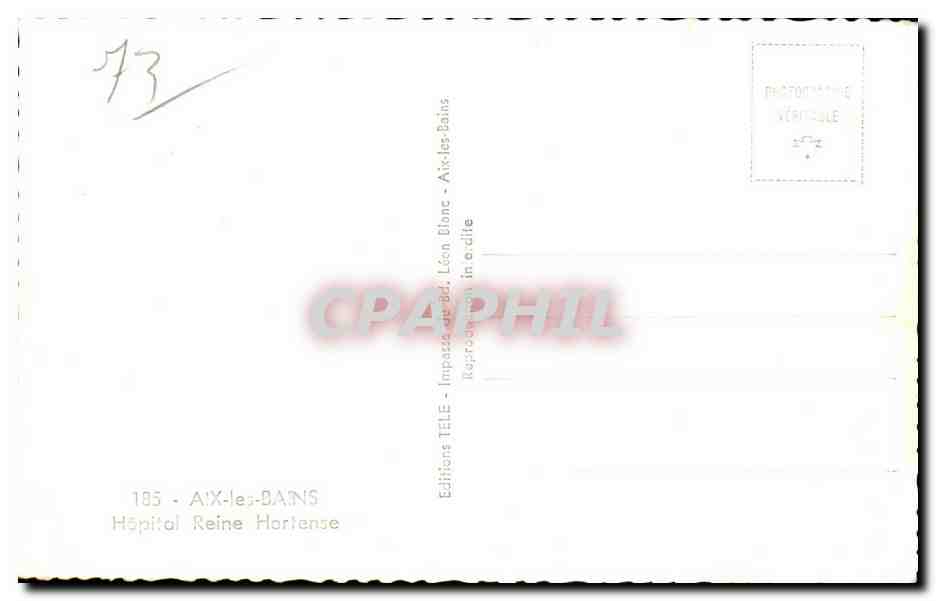 CPA Aix Les Bains Hopital Reine Hortense — Rückseite
