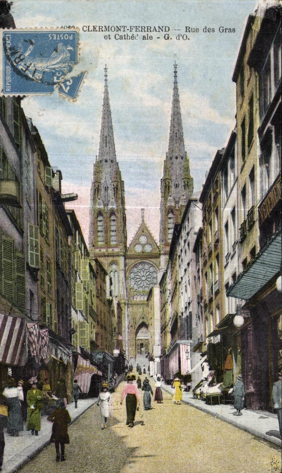CPA Clermont Ferrand Rue des Gras et Cathedrale 
