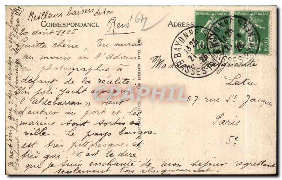 CPA Bayonne Les Allees Martines et le Port Bateaux — Verso