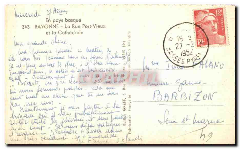 CPA En pays basque Bayonne La rue Port Vieux et la Cathedrale — Verso