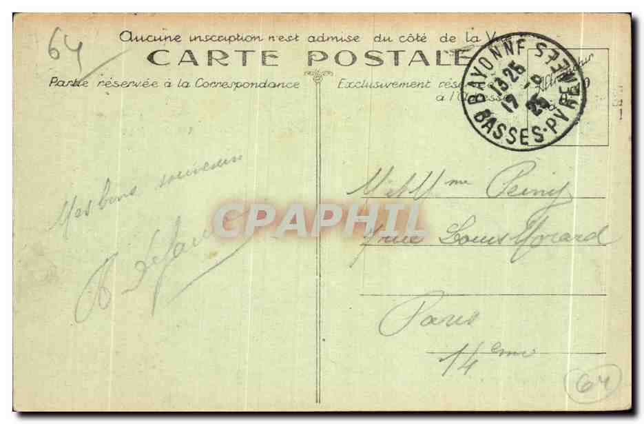 CPA Bayonne Les Ponts de la Nive — Verso