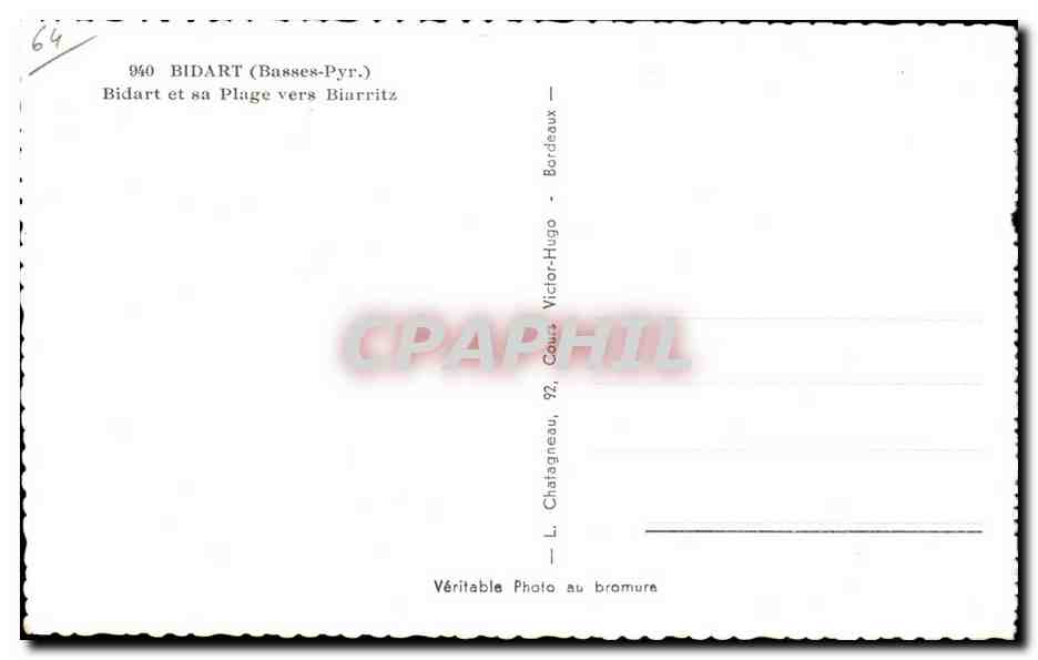 CPA Bidart Bidart et sa Plage vers Biarritz — Rückseite
