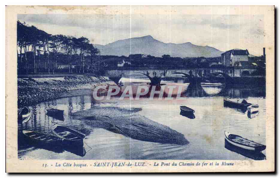 CPA La Cote basque Saint Jean de Luz Le Pont du Chemin de fer et la Rhune