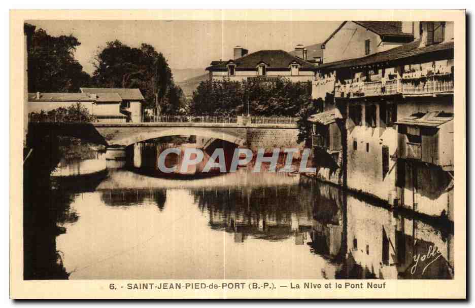 Saint-Jean-Pied-de-Port (B.P.) — La Nive e il Ponte Nuovo — Marcel Delbosc, Bordeaux
