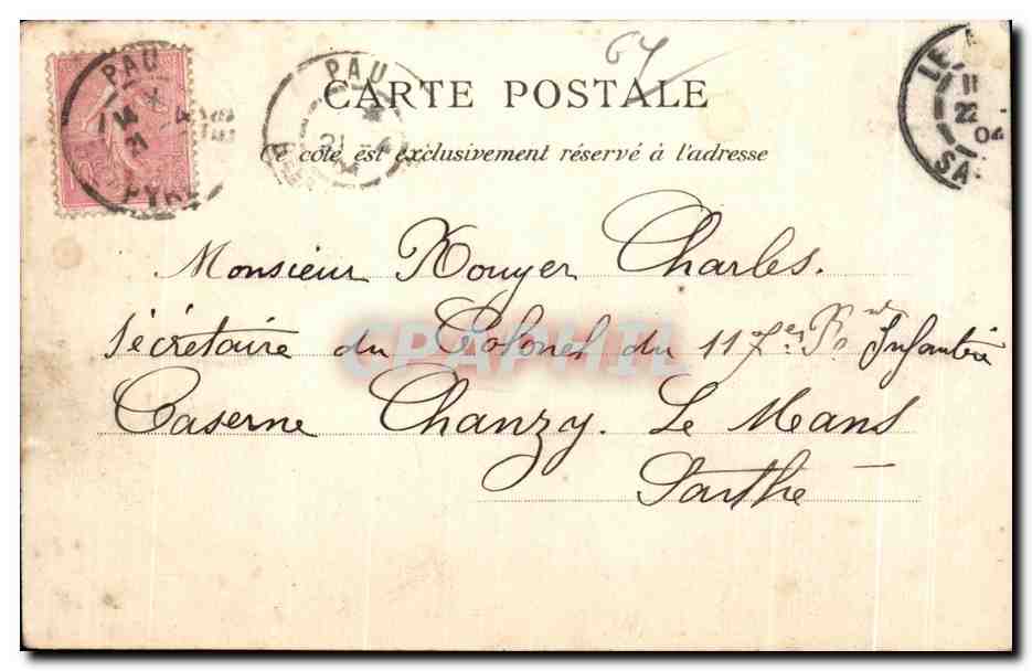 Pau — Caserne Haute-Plante — D.T. Edit. — Verso