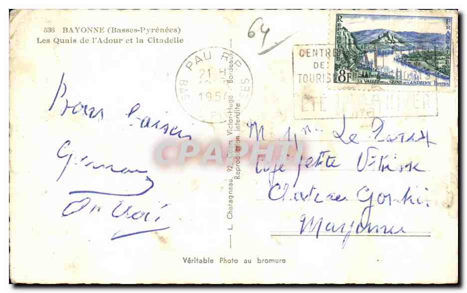 CPA Bayonne Les Quais de I Adour et la Citadelle — Verso