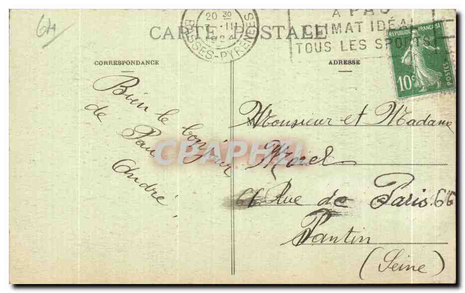 CPA Pau La Chateau et la Basse Ville — Verso