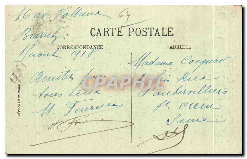 CPA Biarritz Le Port des Pecheurs et I Eglise Sainte Eugenie — Verso