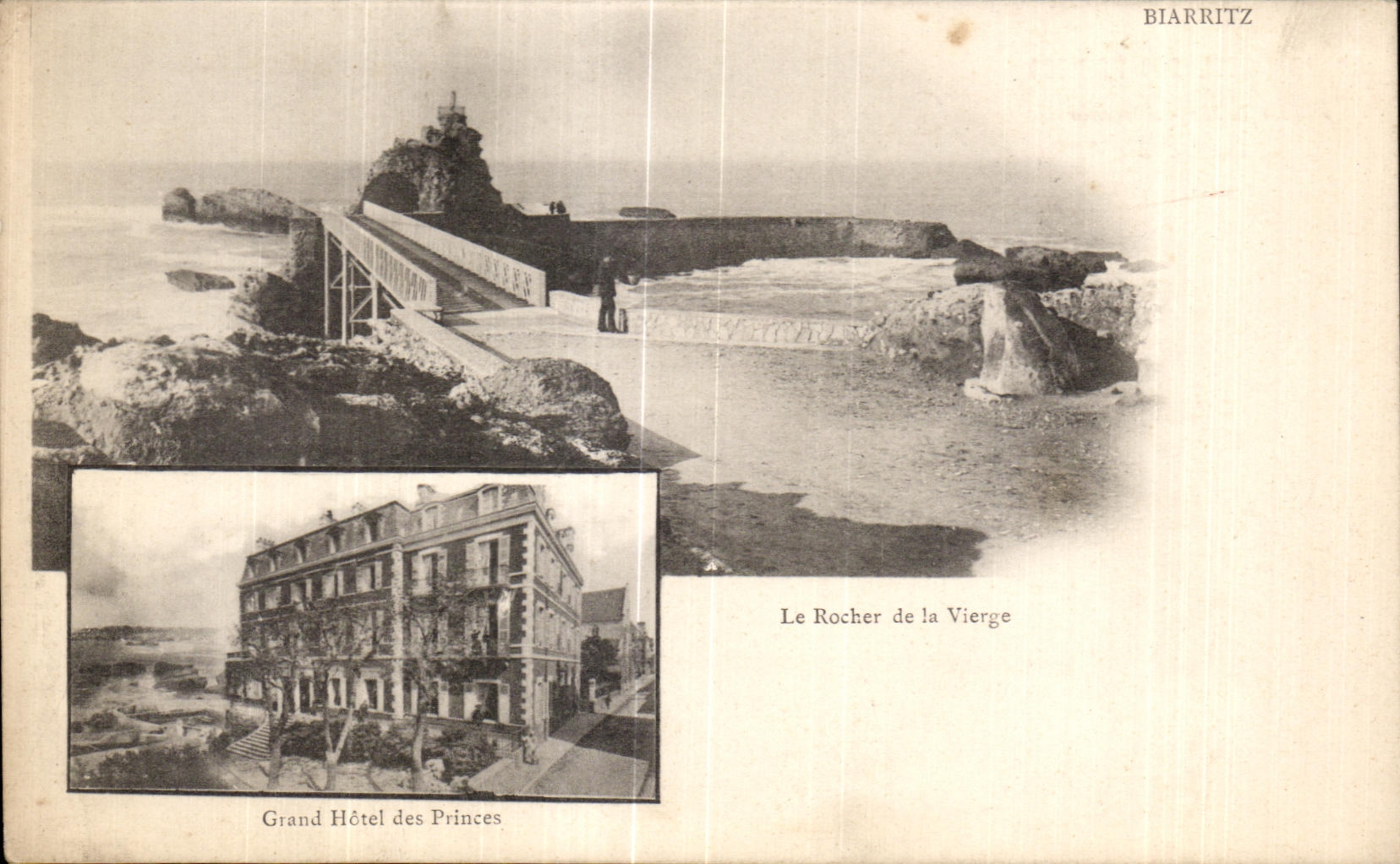 CPA Biarritz Le Rocher de la Vierge Grand Hotel des Princes