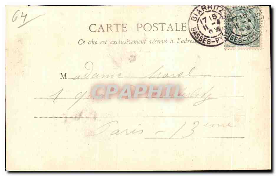 CPA Biarritz Baigneurs A la Grande Plage — Verso