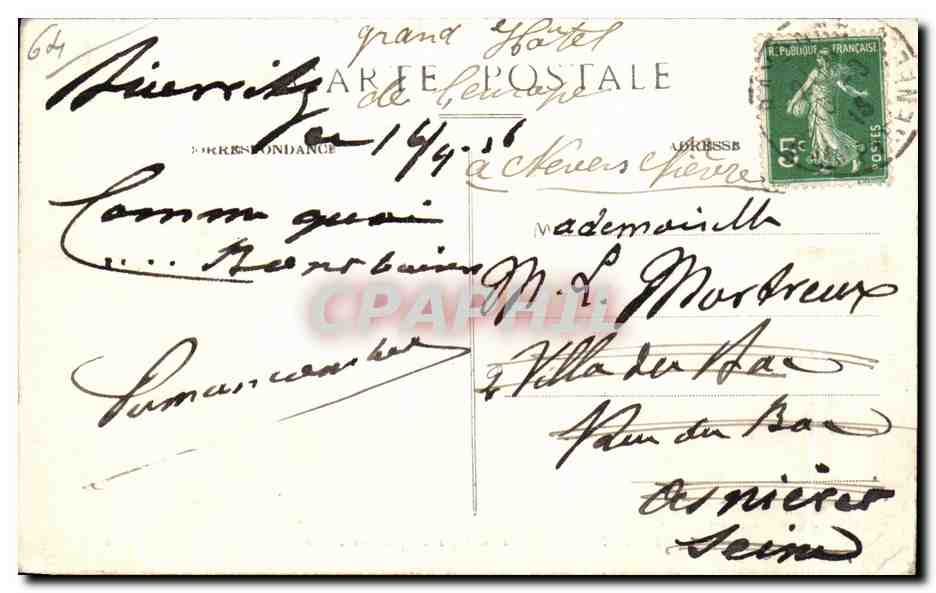 CPA Biarritz Rochers a Maree Basee pres du Pbare — Verso