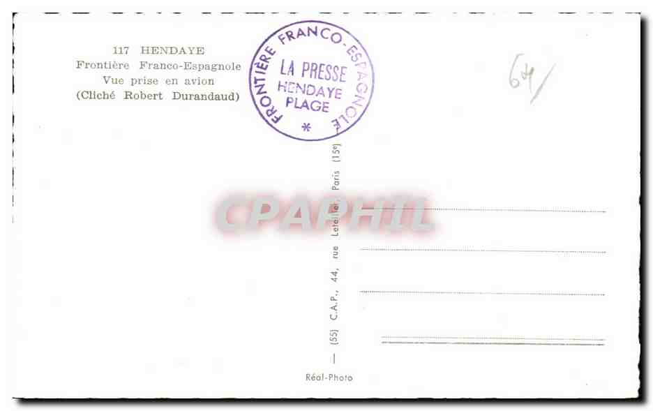Vue aérienne de la frontière Franco-Espagnole à Hendaye — Cliché Robert Durandaud — CAP Photo — Reverso