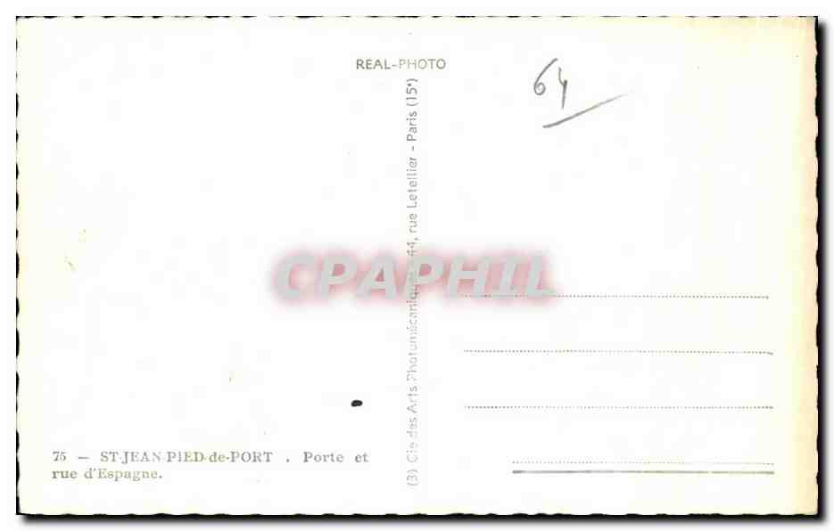 CPA St Jean Pied de Port rue d Espagne — Rückseite