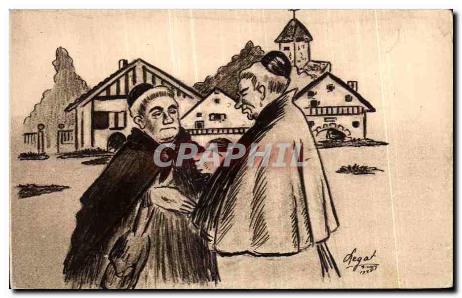 CPA Pays Basque Vieilles femmes Le Bavardage Legat Folklore Costume