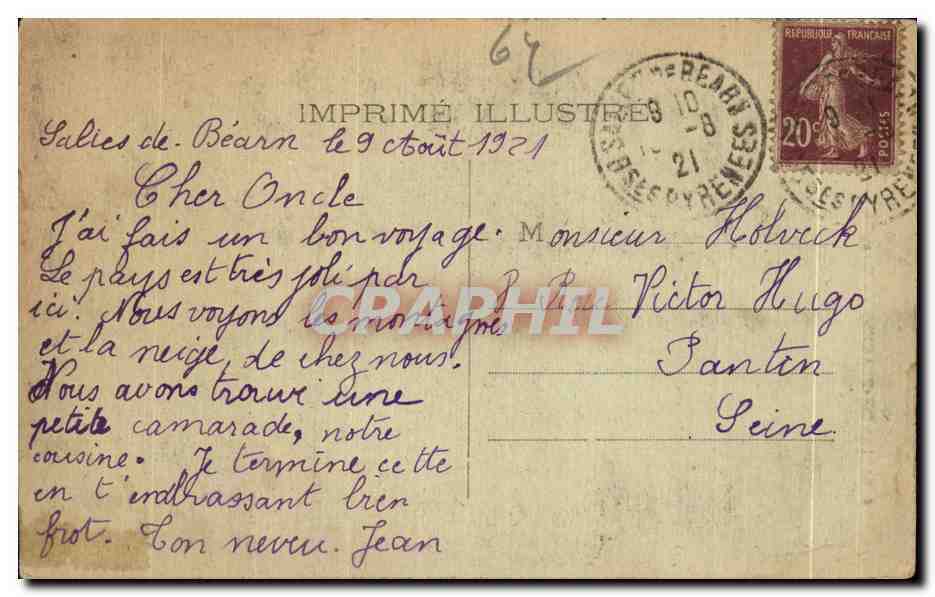Salies-de-Béarn — Viejas casas junto al Saleys — Imprimé Illustré — Reverso