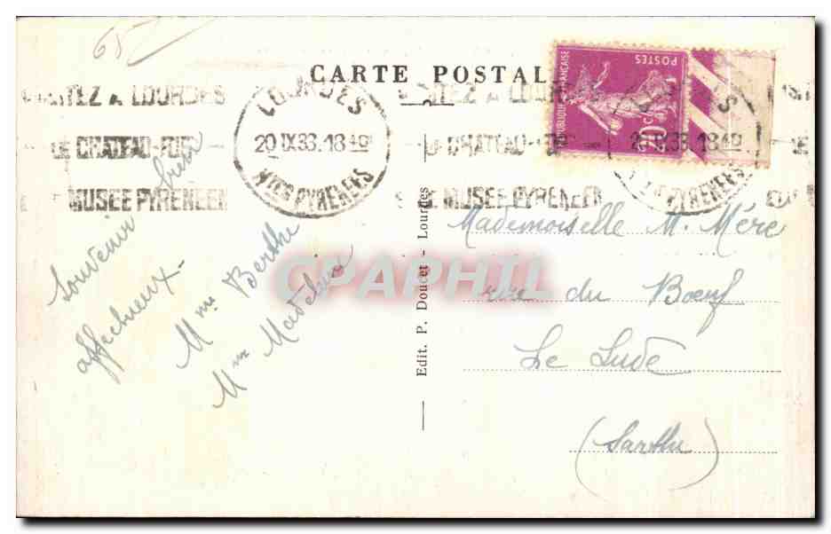 Bartres - Maison Lagües, où Bernadette passa son enfance jusqu'à l'âge de douze ans — Édit. P. Douet - Lourdes — Rückseite