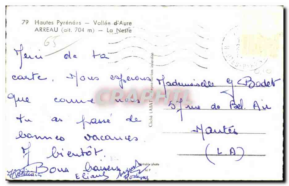 CPA Hautes Pyrenees Vallee d Aure Arreau La Neste — Verso