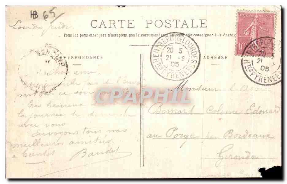 CPA Lourdes Les Bords Du Gave pres L Ancien Fort — Verso