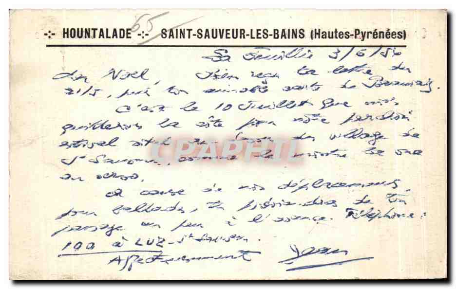 CPA Saint Sauveur Les Bains Hountalade — Verso