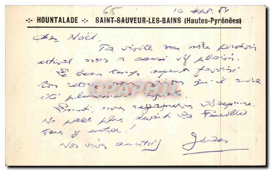 CPA Saint Sauveur Les Bains Hountalade — Verso
