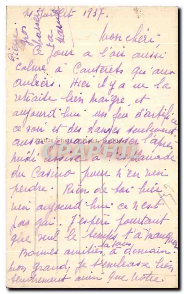 Cauterets — Les Thermes de César — éditeur non identifié, n° de série 161 — Reverso