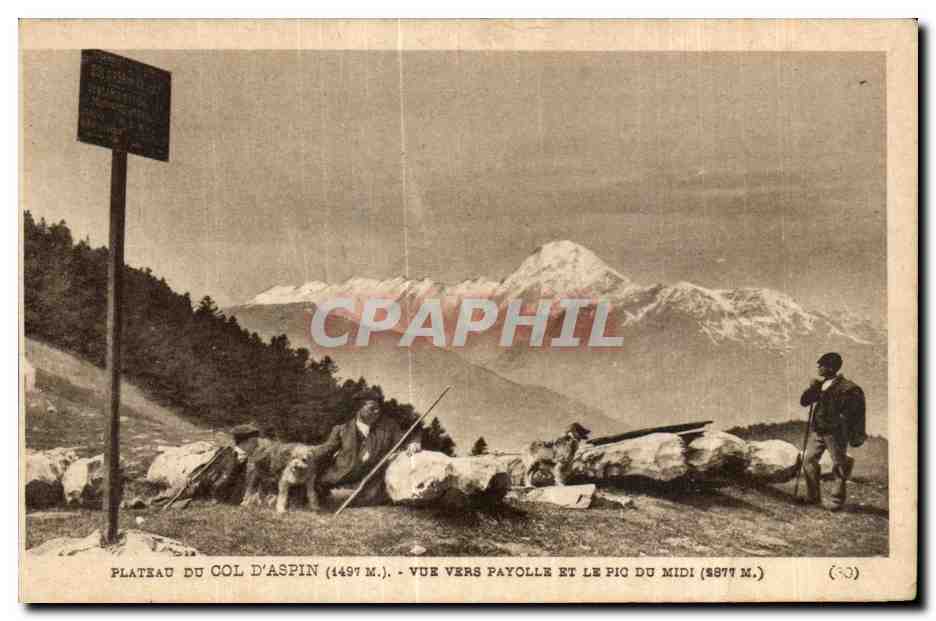 Plateau des Col d'Aspin (1497 m.) — Aussicht nach Payolle und Pic du Midi (3877 m.) — Héloïgnerware, Nr. 13