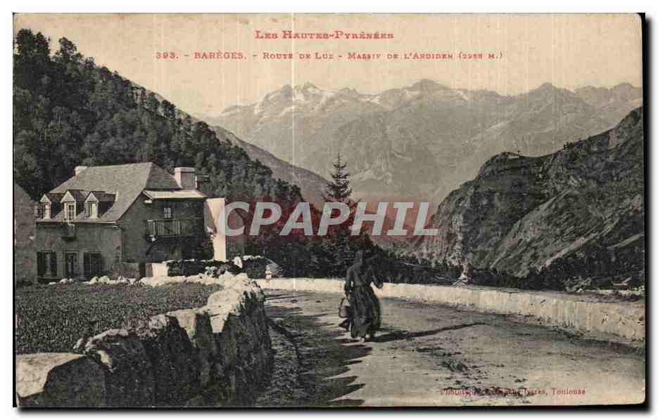 Barèges - Route de Luz - Massif de l'Ardiden (2988 m.) — Les Hautes-Pyrénées — Éditeur : Imprimerie L. F. Toulouse, n° 393