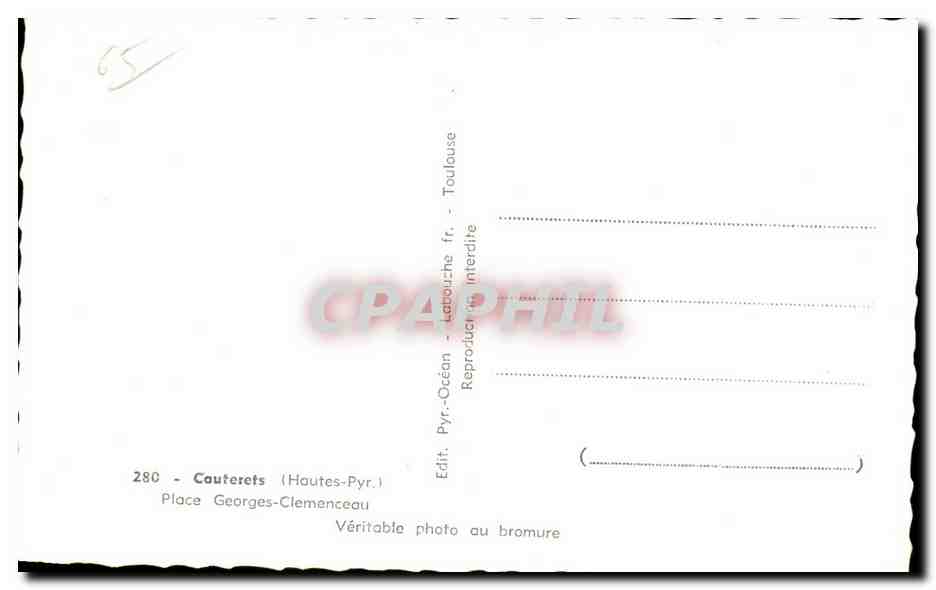 CPA Cauterets (Hautes Pyr) Place Georges Clemenceau  — Verso