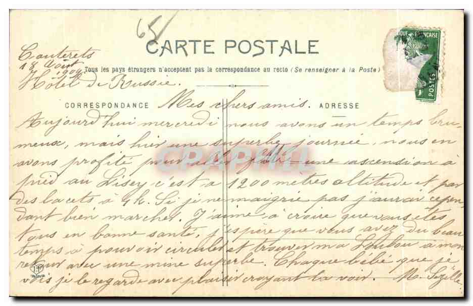 Cauterets - Bains du Petit St-Sauveur et du Pré - Eingang zum Val de Génét — Verlag Cauterets, Nr. 278 — Rückseite
