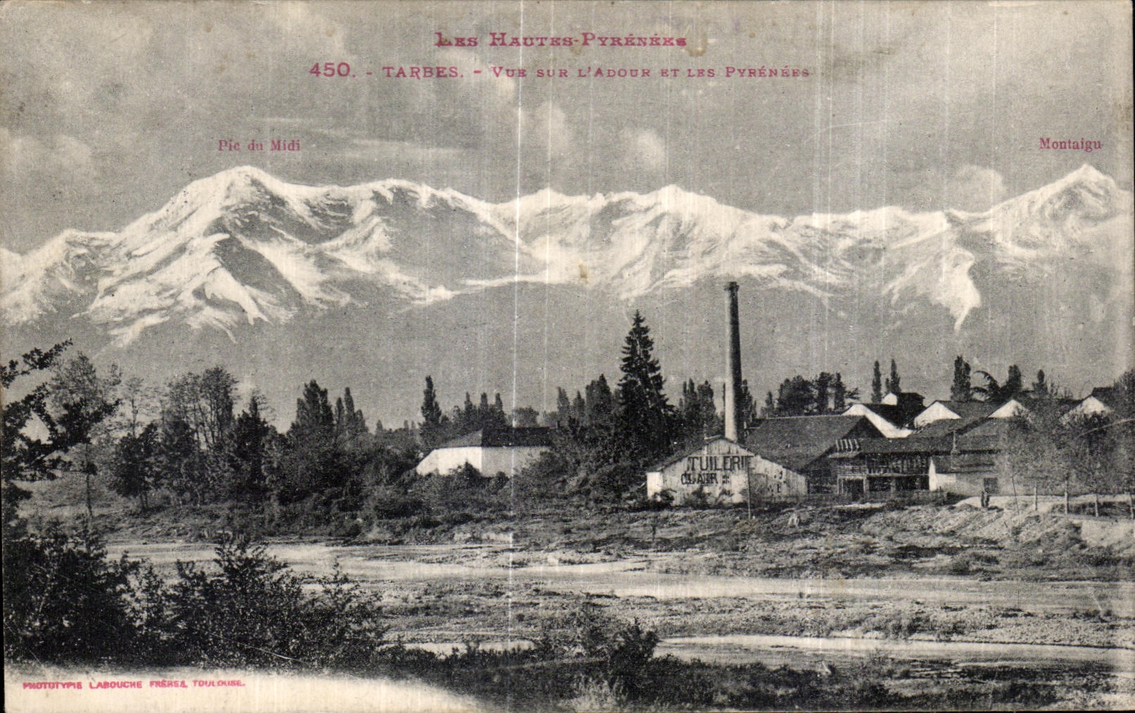 Tarbes - Vue sur l'Audour et les Pyrénées — Phototype Labouche Frères, Toulouse