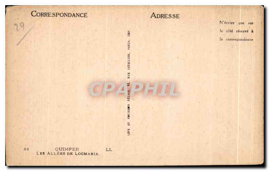 CPA Quimper Les Allees De Locmaria Bateau — Rückseite