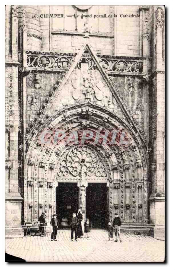 Quimper — Ansicht des großen Portal der Kathedrale — Verlag: KILBERG Quimper
