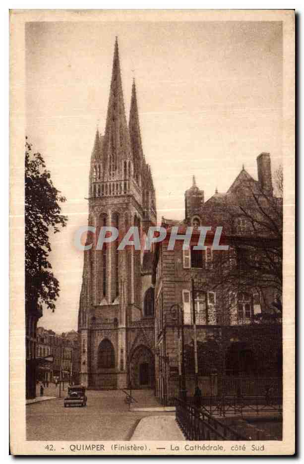 CPA Quimper (Finistere) La Cathedrale cote Sud