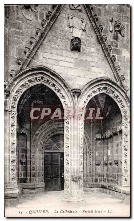 CPA Quimper La Cathedrale Portail Nord