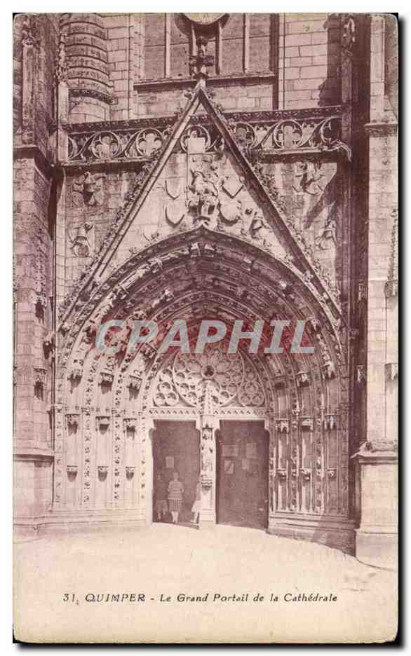 CPA Quimper Le Grand Portail de la Cathedrale