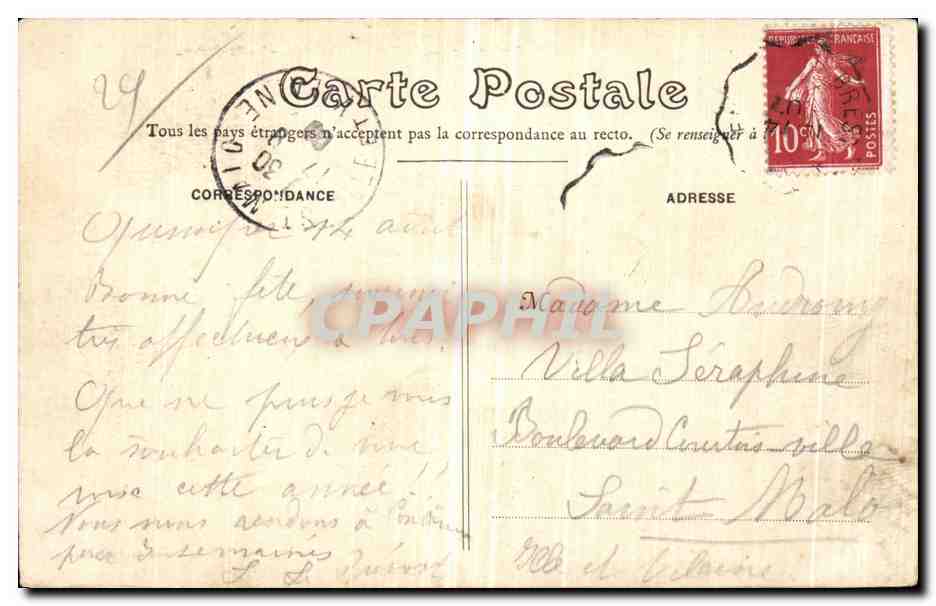 CPA Quimper Le Pont St Francois La Prefecture — Rückseite