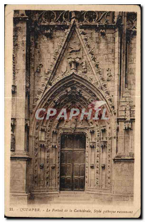 CPA Quimper Le Portail de la Cathedrale Style gothique rayonnant