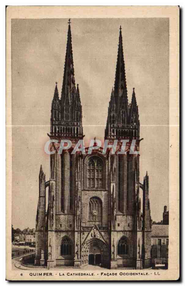 CPA Quimper La Cathedrale Facade Occidentale
