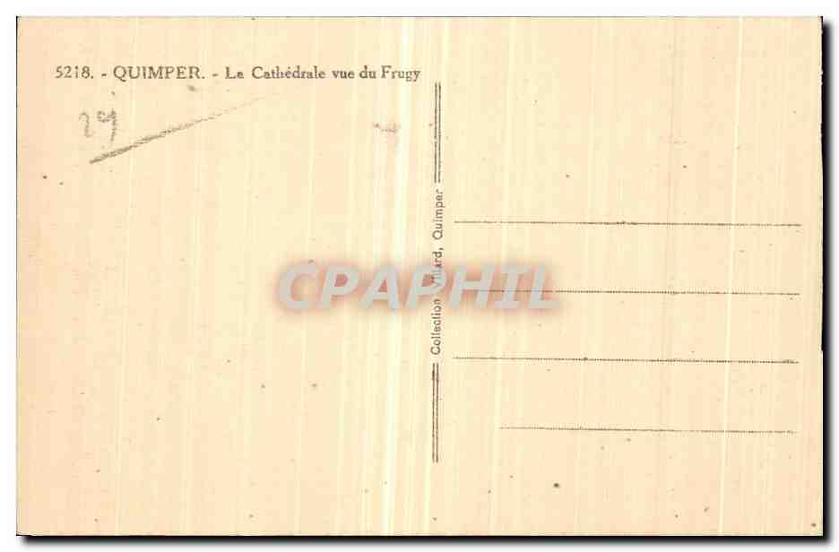 CPA Quimper La Cathedrale vue du Frugy — Rückseite