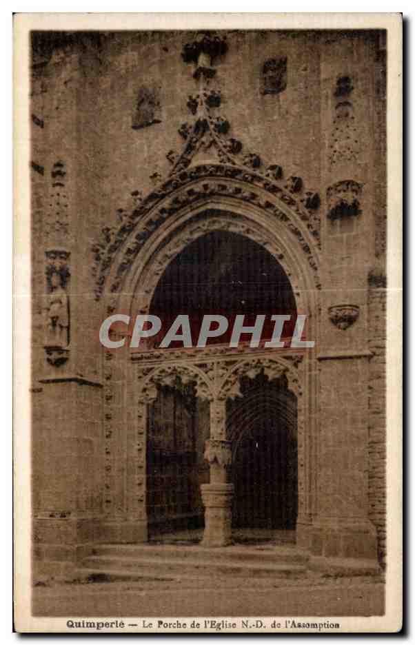 CPA Quimper Le Porche de I Eglise de I Assomption