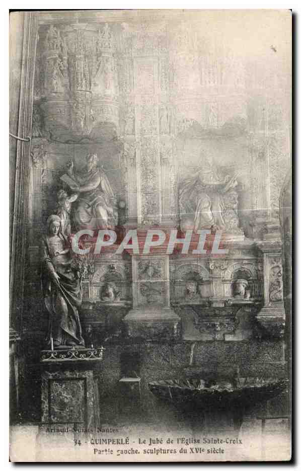 CPA Quimperle Le Jube de I Eglise Sainte Croix Partie Sauche sculptures du XVI siecle